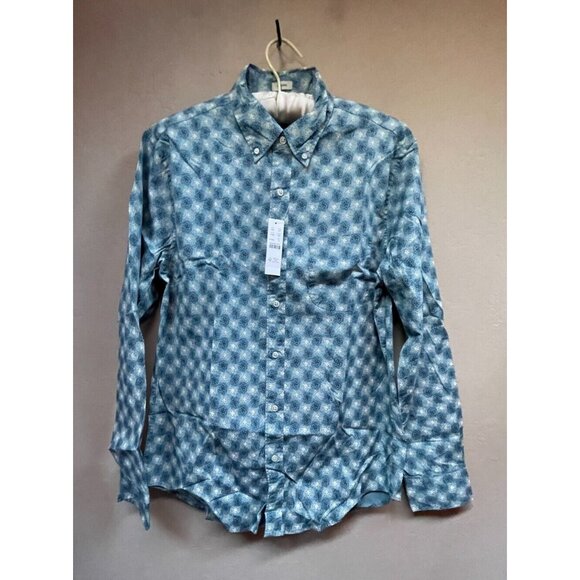 New J.Crew Secret Wash Shirt Mens Classic Stretch Button Down Blue Medium AT992